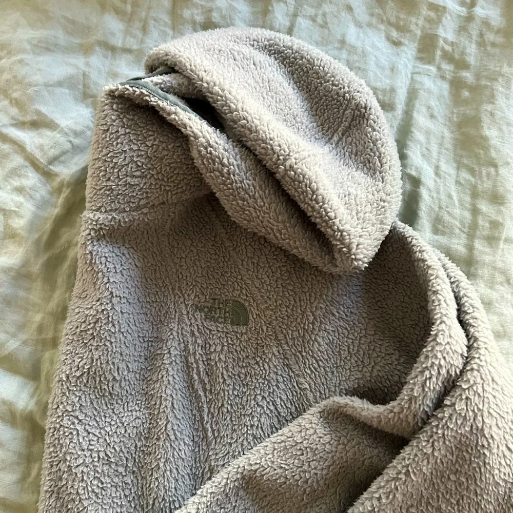 The North Face Fleece Sherpa Hoodie Zip Pockets Women’s Large in Light Green - Picture 4 of 4